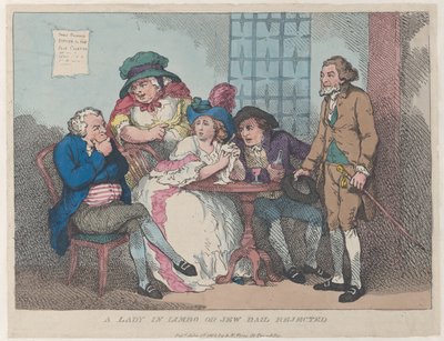 Eine Dame im Limbo, oder jüdische Kaution abgelehnt, 1. Juli 1802 von Thomas Rowlandson