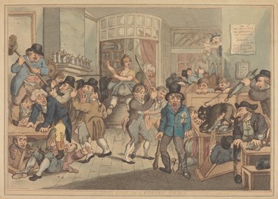 Ein tollwütiger Hund in einem Kaffeehaus von Thomas Rowlandson