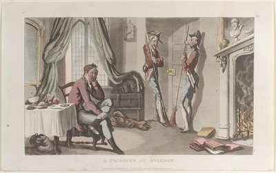 Ein Gefangener in Avignon, aus dem Journal of Sentimental Travels in the Southern Provinces of F..., 1820 von Thomas Rowlandson