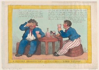 Beobachtung eines Seemanns über den bedauerten Tod von Lord Nelson, 3. Dezember 1805 von Thomas Rowlandson