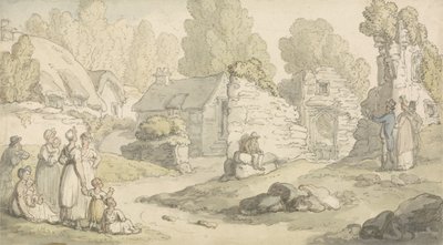 Dorfszene mit Figuren und Ruinen von Thomas Rowlandson