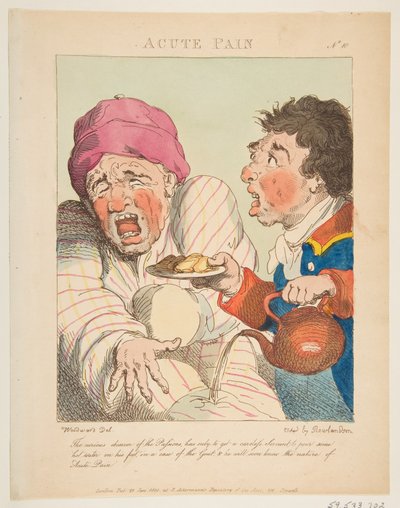 Akuter Schmerz, Le Brun Travestiert, oder Karikaturen der Leidenschaften, 21. Januar 1800 von Thomas Rowlandson