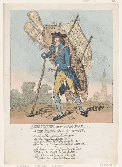 Aerostation out at Elbows, oder Der wandernde Aeronaut, 5. September 1785 von Thomas Rowlandson