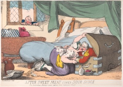 Nach süßem Fleisch kommt saure Sauce, oder Corporal Casey geriet in die falsche Kiste, 30. November 1810 von Thomas Rowlandson
