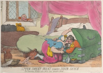 Nach süßem Fleisch kommt saure Soße, oder Corporal Casey geriet in die falsche Kiste von Thomas Rowlandson