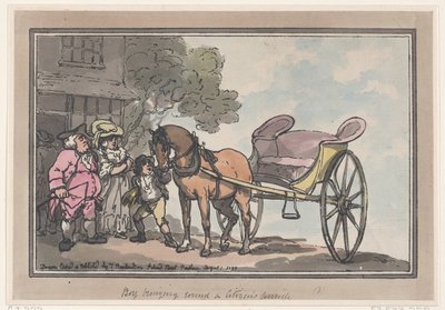 Junge bringt die Kutsche eines Bürgers, 1. August 1787 von Thomas Rowlandson