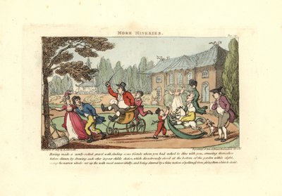 Kinder spielen auf Karren und schneiden eine neu gerollte Kiesauffahrt von Thomas Rowlandson