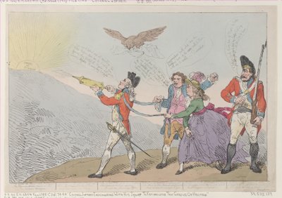 Col. Topham versucht mit seiner Spritze das Genie von Holman zu löschen von Thomas Rowlandson