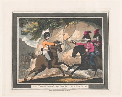 Cut Two und Pferdeschutz auf der Seite, Neue Wache, 1. September 1798 von Thomas Rowlandson