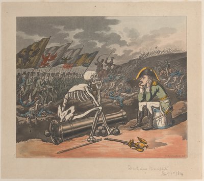 Tod und Bonaparte, Die zwei Könige des Schreckens, 1. Januar 1814 von Thomas Rowlandson