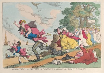 Betrug beim Zoll oder Waren nicht ordnungsgemäß verzollt von Thomas Rowlandson