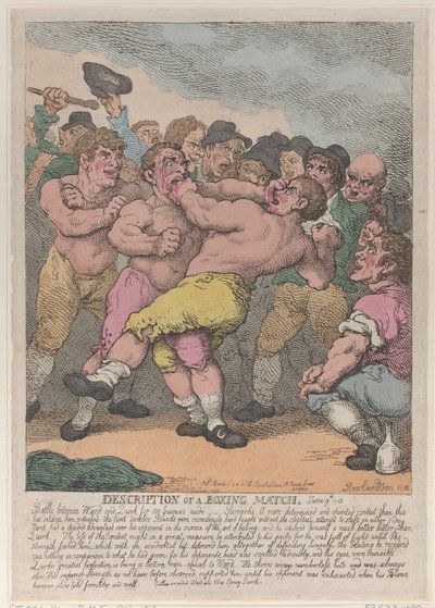 Beschreibung eines Boxkampfes zwischen Ward und Quirk um 100 Guineas pro Seite von Thomas Rowlandson