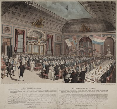 Abendessen zur Feier der Befreiung Hollands von Frankreich, City of London Tavern, Bishopsgate von Thomas Rowlandson