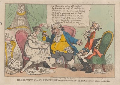 Auflösung der Partnerschaft oder die fleißige Mrs. Clarke wickelt ihre Acc..., 15. Februar 1809 von Thomas Rowlandson
