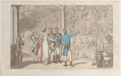 Don Luigi trifft Donna Anna im Museum, aus Neapel und die Campagna Felice: in..., 1. Juni 1815 von Thomas Rowlandson