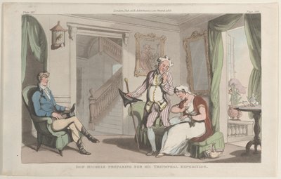Don Michele bereitet sich auf seine triumphale Expedition vor, aus Neapel und die Campagna ..., 1. Juni 1815 von Thomas Rowlandson