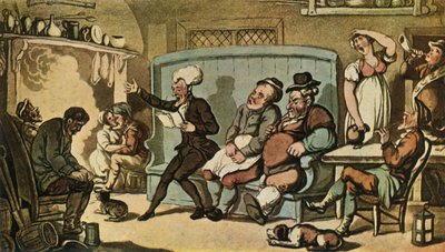 Dr. Syntax liest seine Reise in der Küche der Dun Cow, ca. 1815, 1943 von Thomas Rowlandson