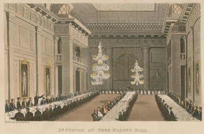 Dr. Syntax in der Freimaurerhalle von Thomas Rowlandson