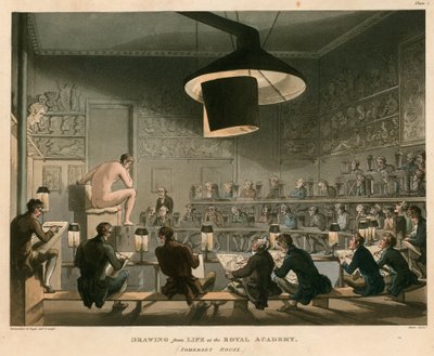 Zeichnen nach dem Leben an der Royal Academy, Somerset House, Strand, London von Thomas Rowlandson