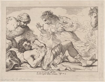 Erminia entdeckt den verwundeten Tancred aus Tasso, Gerusalemme Liberata, ca. 1790 von Thomas Rowlandson