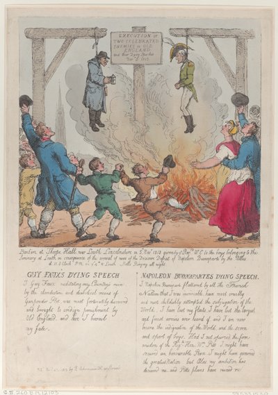 Hinrichtung von zwei berühmten Feinden des alten Englands, 27. November 1813 von Thomas Rowlandson