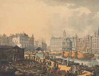 Feyge Dam, mit einem Teil des Fischmarktes in Amsterdam von Thomas Rowlandson