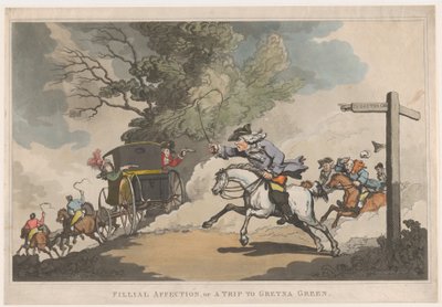 Kindliche Zuneigung, oder eine Reise nach Gretna Green, 15. Dezember 1785 von Thomas Rowlandson