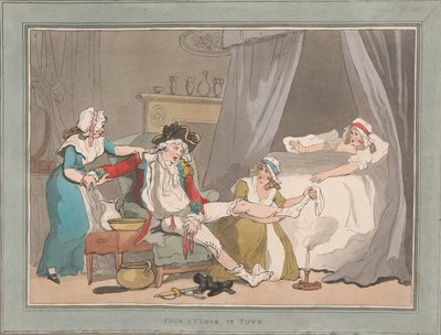 Fuchsjagd [ein Paar]: 2. Vier Uhr in der Stadt von Thomas Rowlandson