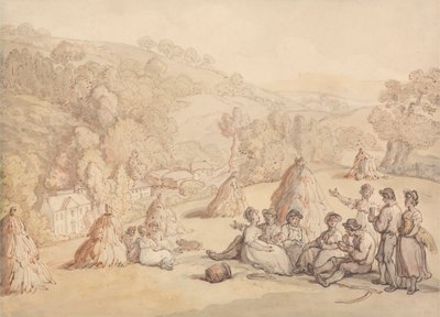 Erntende Bauern, die sich in einem Kornfeld ausruhen von Thomas Rowlandson