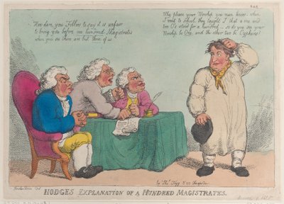 Hodges Erklärung von hundert Magistraten von Thomas Rowlandson