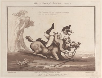Pferdefähigkeiten, Skizze 8: Ein Arithmetiker!!, 1. August 1799 von Thomas Rowlandson