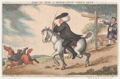 Wie man ein Pferd auf drei Beinen reitet, 11. Juni 1808 von Thomas Rowlandson
