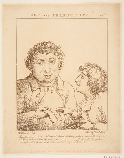 Freude mit Ruhe Le Brun Travestiert, oder Karikaturen der Leidenschaften, 21. Januar 1800 von Thomas Rowlandson