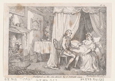 Lady Booby versucht, den makellosen Joseph zu verführen, aus Die Abenteuer von Joseph Andrew..., 1792 von Thomas Rowlandson