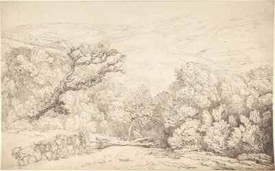 Landschaft mit Ochsen und gefälltem Baum von Thomas Rowlandson