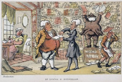 Der Doktor und ein Buchhändler (in „Die drei Reisen des Doktor Syntax: auf der Suche nach dem Malerischen, Trost und einer Frau“ von William Combe, illustriert von Rowlandson) von Thomas Rowlandson