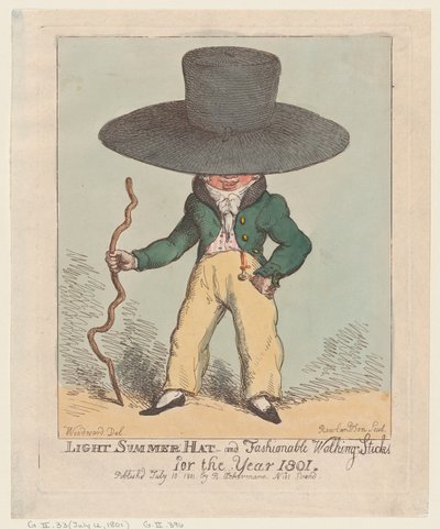 Leichter Sommerhut und modische Spazierstöcke für das Jahr 1801, 10. Juli 1801 von Thomas Rowlandson