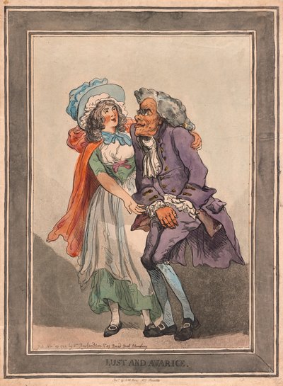 Lust und Gier, veröffentlicht 1788 (handkolorierter Stich) von Thomas Rowlandson