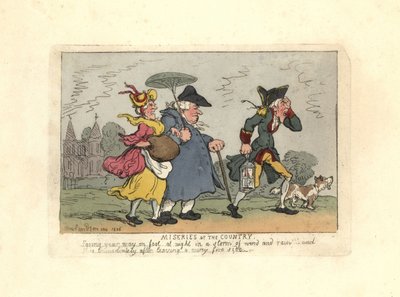 Mann und Frau verirrt im Nachtsturm auf dem Land von Thomas Rowlandson