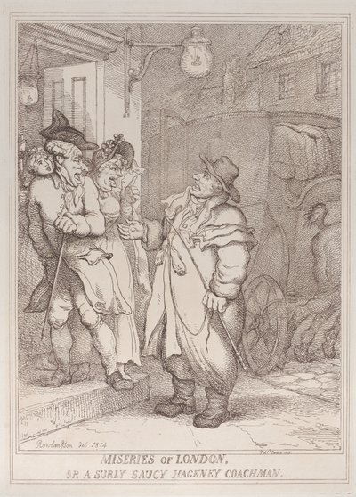 Elend von London oder ein mürrischer, frecher Kutscher, 4. Juni 1814 von Thomas Rowlandson