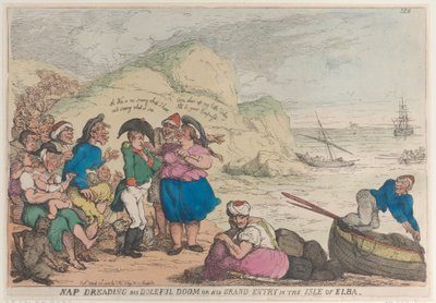 Nap fürchtet sein trauriges Schicksal oder sein großer Einzug auf der Insel Elba, 20. April 1814 von Thomas Rowlandson