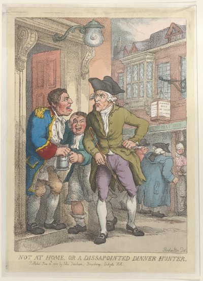 Nicht zu Hause oder ein enttäuschter Abendessenjäger, 13. Juni 1823 von Thomas Rowlandson