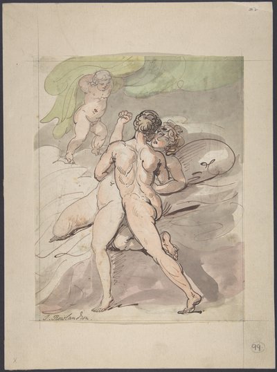 Nacktes Paar in Umarmung von Thomas Rowlandson