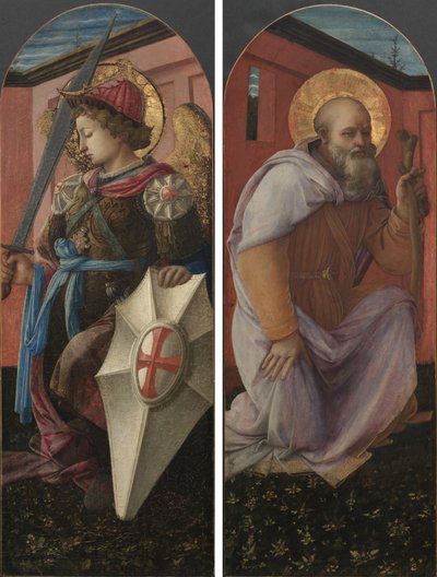 Paar von Tafeln aus einem Triptychon: Der Erzengel Michael und St. Antonius Abt von Thomas Rowlandson