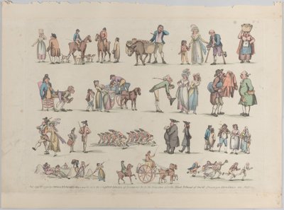 Tafel 6, Umrisse von Figuren, Landschaften und Vieh... für Lernende, 20. Juni 1790 von Thomas Rowlandson