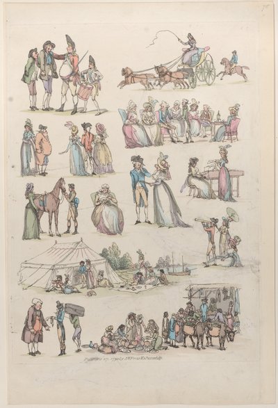 Tafel 7, Umrisse von Figuren, Landschaften und Vieh... für den Gebrauch von Lernenden, 27. Juni 1790 von Thomas Rowlandson