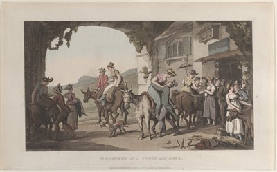 Vergnügungen einer Poste Aux Ânes, aus Journal of Sentimental Travels in the Southern Provin..., 1821 von Thomas Rowlandson