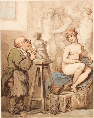 Vorbereitung für die Akademie—Alter Joseph Nollekens und seine Venus von Thomas Rowlandson