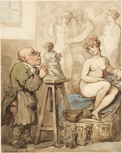 Vorbereitung für die Akademie—Alter Joseph Nollekens und seine Venus von Thomas Rowlandson