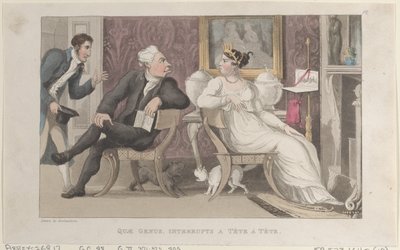 Quae Genus unterbricht ein Tête-à-Tête, aus Die Geschichte von Johnny Quae Genus von Thomas Rowlandson